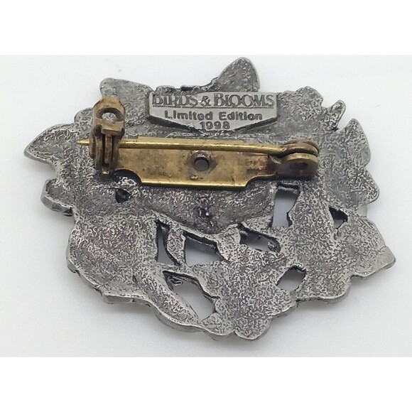Butterfly and Flowers Brooch Scatter Pin Pewter Metal Birds & Bloom 1998 Vintage - Picture 11 of 12